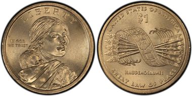 2010-P $1 Weak Edge Lettering Native American - Position A MS67