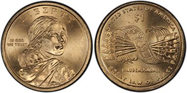 2010-D $1 Weak Edge Lettering Native American - Position A N1