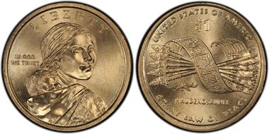 2010-D $1 Weak Edge Lettering Native American - Position A MS66