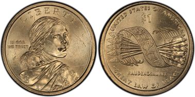 2010-D $1 Weak Edge Lettering Native American - Position A MS65