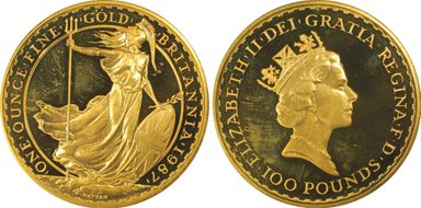 1987 £100 S-BQ1 Britannia Au PR66DCAM