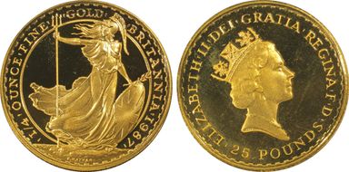 1987 £25 S-BO1 Britannia 1/4oz Au PR68DCAM