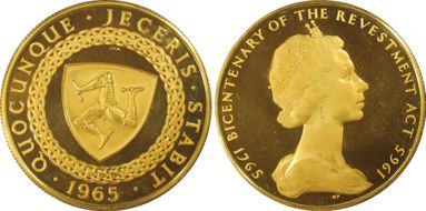1965 £5 Acquisition KM-17a  Au PR65DCAM