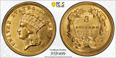 1854 $3 AU55