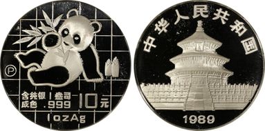 1989-P 10 Yn Panda Silver PAN-110A PR69DCAM