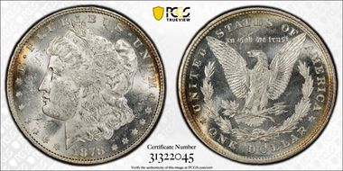 1878 8TF $1 VAM 14.4, Concave Reverse MS61
