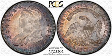 1820 50C Sq. 2, Lg Date, Knob 2 AU58
