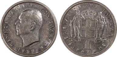 1959 Drachma KM-81 AU58