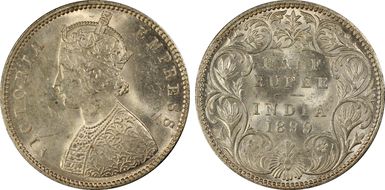 1899-B 1/2 Rup SW-6.242 Prid-307 Incuse, inverted B MS63