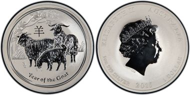 2015-P $1 Year of the Goat Ag MS67