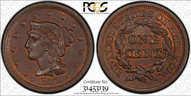 1857 1C Small Date MS64BN