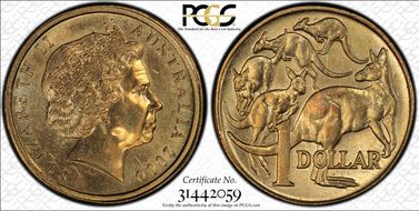 2000 $1 Mule-Struck w/10C Obv MS62