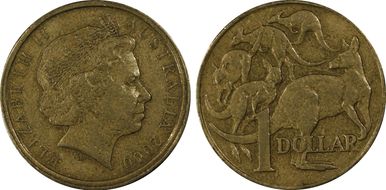 2000 $1 Mule-Struck w/10C Obv XF45