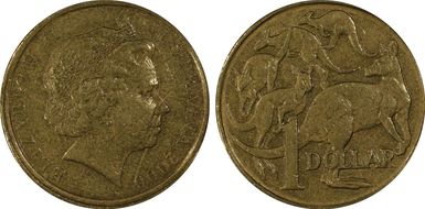 2000 $1 Mule-Struck w/10C Obv XF45