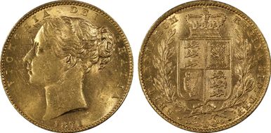 1871-S Sov S-3855 Shield WW Raised MS61