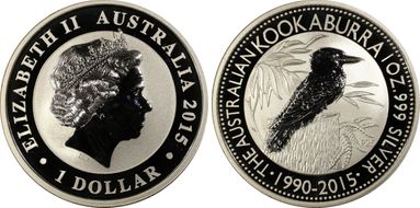 2015-P25 $1 Kookaburra Ag MS70