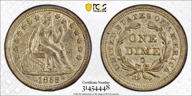1858-O 10C F-101 AU58