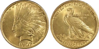 1907 $10 Indian MS62