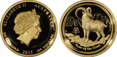 2015-P $100 Year of the Goat Au High Relief PR70DCAM
