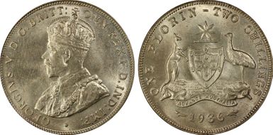 1936(m) Florin KM-27  Ag MS64+