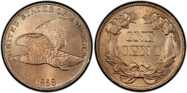 1858 1C Large Letters MS66+