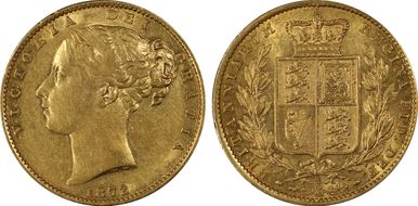 1872-S Sov Shield S-3855 AU53