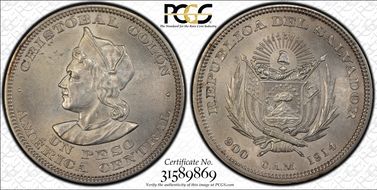 1914-CAM Peso KM-115.2  Ag AU58