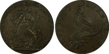 1794 Tk 1/2D DH-73a Warwickshire Birmingham Coining & Copper XF45BN