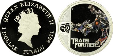 2011-P $1 Optimus Prime Colorized PR67DCAM