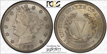 1883 5C No CENTS MS65