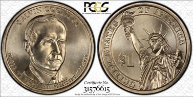 2014-D $1 Calvin Coolidge Position B MS67