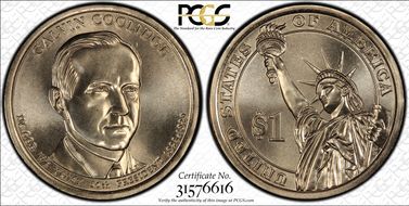 2014-D $1 Calvin Coolidge Position A MS67
