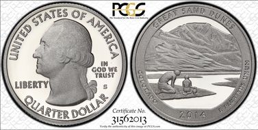 2014-S 25C Great Sand Dunes-Silver PR70DCAM
