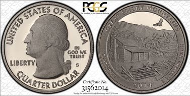 2014-S 25C Great Smoky Mtns-Silver PR70DCAM