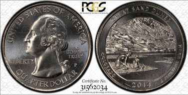 2014-P 25C Great Sand Dunes NP MS67