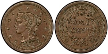 1852 1C Newcomb 20 AU58+ BN