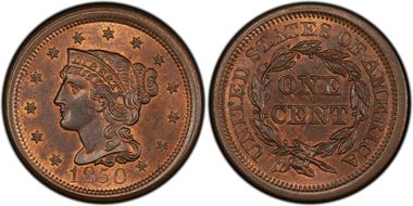 1850 1C Newcomb 25 MS65RB