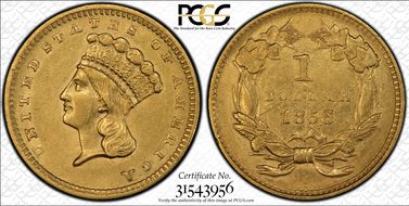 1856 G$1 Slanted 5 AU55