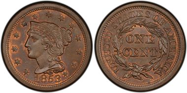1853 1C Newcomb 20 MS64+ BN