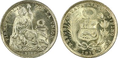 1916-FG Dinero KM-204.2 Small date MS64+