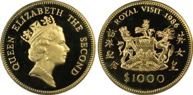 1986 $1000 Royal Visit PR68DCAM