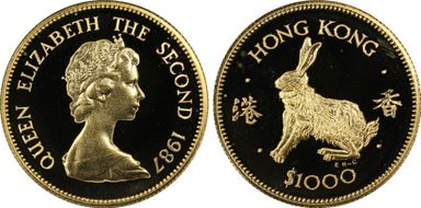 1987 $1000 Year of the Rabbit Au PR68+ DCAM