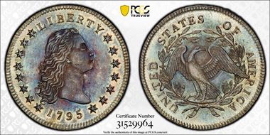 1795 $1 Flowing Hair, 3 Leaves SP66