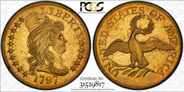 1797 $5 BD-1, Small Eagle, 15 Stars MS61