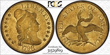 1798 $5 BD-1, Small Eagle AU55