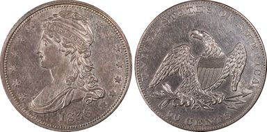 1836 50C Reeded Edge MS61