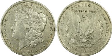 1900-O $1 VAM 29A, Die Break VF30