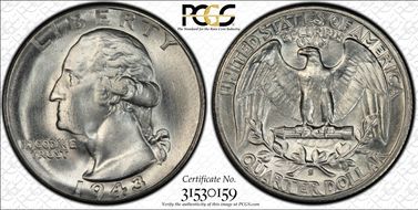 1943-S 25C "Goiter" FS-401 MS64