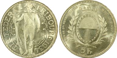 1934 B 5 Fr Fribourg R-431a MS66+