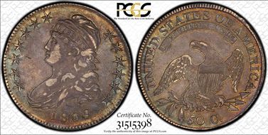 1809 50C Overton 108, III Edge XF45